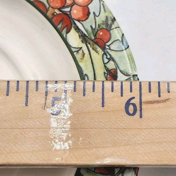 Le Houx Gien France Hollyberries & Blue Ribbon Coffee Cup & Saucer Dessert Plate - Picture 13 of 16